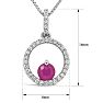 1/2 Carat Round Shape Ruby and Halo Diamond Necklace In Sterling Silver With 18 Inch Chain Image-2