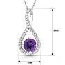 1/2 Carat Round Shape Amethyst and Halo Diamond Necklace In Sterling Silver With 18 Inch Chain Image-2