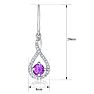 3/4 Carat Round Shape Amethyst and Halo Diamond Drop Earrings In Sterling Silver  Image-3