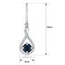 3/4 Carat Round Shape Sapphire and Halo Diamond Drop Earrings In Sterling Silver  Image-3