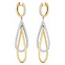 2 Carat Lab Grown Diamond Drop Earrings In 14 Karat Two Tone Gold Image-1