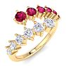 1 Carat Diamond and Ruby Wrap Ring In 14 Karat Yellow Gold Image-2