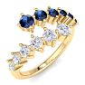 1 Carat Diamond and Sapphire Wrap Ring In 14 Karat Yellow Gold Image-2