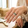 1 Carat Diamond and Emerald Wrap Ring In 14 Karat White Gold Image-7