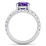 2 3/4 Carat Oval Shape Amethyst and Halo Diamond Ring Plus Band In 14 Karat White Gold Image-3