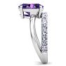 2 3/4 Carat Oval Shape Amethyst and Halo Diamond Ring Plus Band In 14 Karat White Gold Image-4