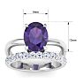 2 3/4 Carat Oval Shape Amethyst and Halo Diamond Ring Plus Band In 14 Karat White Gold Image-5