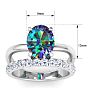 2-3/4 Carat Oval Shape Mystic Topaz Ring Plus Band With Diamond Halo In 14 Karat White Gold Image-5