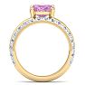 3 3/4 Carat Oval Shape Pink Topaz and Halo Diamond Ring Plus Band In 14 Karat Yellow Gold Image-3