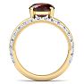 3.60 Carat Oval Shape Garnet and Halo Diamond Ring Plus Band In 14 Karat Yellow Gold Image-3