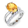 2 3/4 Carat Oval Shape Citrine and Halo Diamond Ring Plus Band In 14 Karat White Gold Image-2