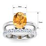 2 3/4 Carat Oval Shape Citrine and Halo Diamond Ring Plus Band In 14 Karat White Gold Image-5