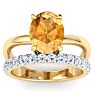 2 3/4 Carat Oval Shape Citrine and Halo Diamond Ring Plus Band In 14 Karat Yellow Gold Image-1
