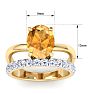 2 3/4 Carat Oval Shape Citrine and Halo Diamond Ring Plus Band In 14 Karat Yellow Gold Image-5