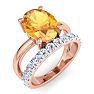 2 3/4 Carat Oval Shape Citrine and Halo Diamond Ring Plus Band In 14 Karat Rose Gold Image-2