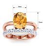 2 3/4 Carat Oval Shape Citrine and Halo Diamond Ring Plus Band In 14 Karat Rose Gold Image-5
