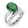 2 3/4 Carat Oval Shape Emerald and Halo Diamond Ring Plus Band In 14 Karat White Gold Image-2