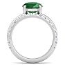 2 3/4 Carat Oval Shape Emerald and Halo Diamond Ring Plus Band In 14 Karat White Gold Image-3