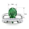 2 3/4 Carat Oval Shape Emerald and Halo Diamond Ring Plus Band In 14 Karat White Gold Image-5