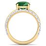 2 3/4 Carat Oval Shape Emerald and Halo Diamond Ring Plus Band In 14 Karat Yellow Gold Image-3