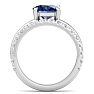 3.60 Carat Oval Shape Sapphire and Halo Diamond Ring Plus Band In 14 Karat White Gold Image-3