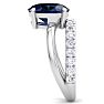 3.60 Carat Oval Shape Sapphire and Halo Diamond Ring Plus Band In 14 Karat White Gold Image-4