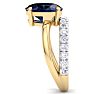 3.60 Carat Oval Shape Sapphire and Halo Diamond Ring Plus Band In 14 Karat Yellow Gold Image-4