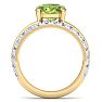 3 Carat Oval Shape Peridot and Halo Diamond Ring Plus Band In 14 Karat Yellow Gold Image-3