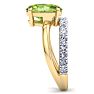 3 Carat Oval Shape Peridot and Halo Diamond Ring Plus Band In 14 Karat Yellow Gold Image-4