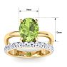 3 Carat Oval Shape Peridot and Halo Diamond Ring Plus Band In 14 Karat Yellow Gold Image-5