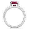 3.60 Carat Oval Shape Ruby and Halo Diamond Ring Plus Band In 14 Karat White Gold Image-3
