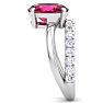 3.60 Carat Oval Shape Ruby and Halo Diamond Ring Plus Band In 14 Karat White Gold Image-4