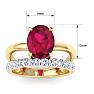 3.60 Carat Oval Shape Ruby and Halo Diamond Ring Plus Band In 14 Karat Yellow Gold Image-5