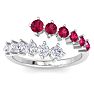 1 Carat Lab Grown Diamond and Ruby Wrap Ring In 14 Karat White Gold Image-1