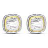 Estate Jewelry 1/2 Carat Diamond Cufflinks For Men In Sterling Silver and 14 Karat Yellow Gold Image-2