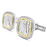Estate Jewelry 1/2 Carat Diamond Cufflinks For Men In Sterling Silver and 14 Karat Yellow Gold Image-4