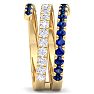1 1/2 Carat Diamond and Sapphire Wrap Ring In 14 Karat Yellow Gold Image-4