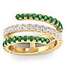 1 1/2 Carat Diamond and Emerald Wrap Ring In 14 Karat Yellow Gold Image-1