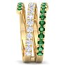 1 1/2 Carat Diamond and Emerald Wrap Ring In 14 Karat Yellow Gold Image-4