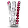1 1/2 Carat Lab Grown Diamond and Ruby Wrap Ring In 14 Karat White Gold Image-4