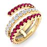 1 1/2 Carat Lab Grown Diamond and Ruby Wrap Ring In 14 Karat Yellow Gold Image-2