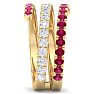 1 1/2 Carat Lab Grown Diamond and Ruby Wrap Ring In 14 Karat Yellow Gold Image-4
