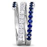 1 1/2 Carat Lab Grown Diamond and Sapphire Wrap Ring In 14 Karat White Gold Image-4