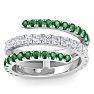 1 1/2 Carat Lab Grown Diamond and Emerald Wrap Ring In 14 Karat White Gold Image-1
