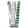 1 1/2 Carat Lab Grown Diamond and Emerald Wrap Ring In 14 Karat White Gold Image-4