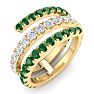 1 1/2 Carat Lab Grown Diamond and Emerald Wrap Ring In 14 Karat Yellow Gold Image-2
