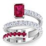 1 3/4 Carat Lab Grown Diamond and Ruby Wrap Ring In 14 Karat White Gold Image-1