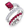 1 3/4 Carat Lab Grown Diamond and Ruby Wrap Ring In 14 Karat White Gold Image-2