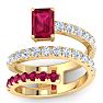 1 3/4 Carat Lab Grown Diamond and Ruby Wrap Ring In 14 Karat Yellow Gold Image-1