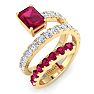 1 3/4 Carat Lab Grown Diamond and Ruby Wrap Ring In 14 Karat Yellow Gold Image-2